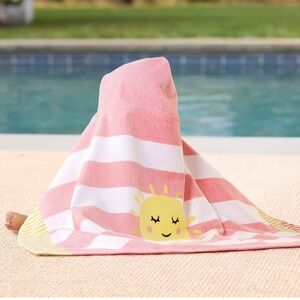 Pottery Barn Rugby Stripe Sun Baby Beach Hooded Towel UPF 50+